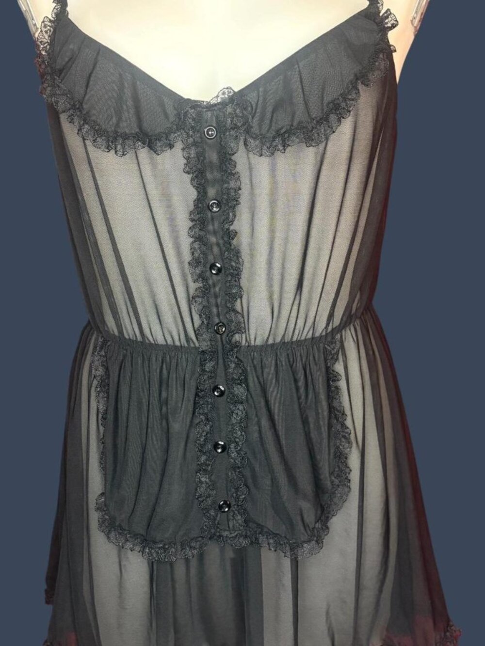 2008 VS black lace maid style lingerie top